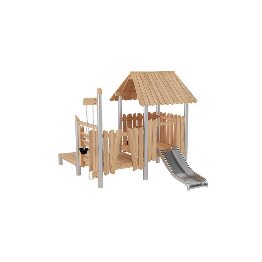 Robinio Sandspielhaus mit Mini-Rutsche & Seilzug