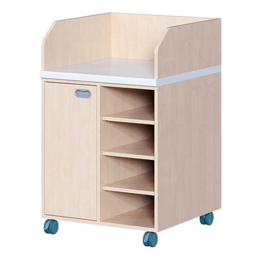 WIC 2-04 7F-1 Wickelkommode zweireihig fahrbar – Regal und Tür - WIC 2 04 7F 1