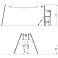 Kletteranlage mit Balancierparcours und Seilbahn – WOODEN WD1508 - 324a wd1508front
