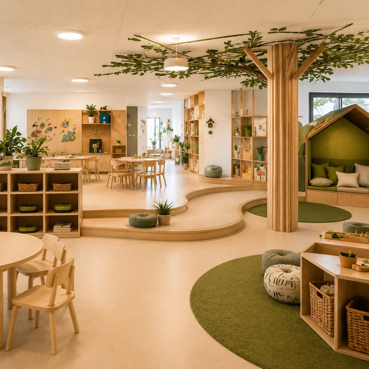 Naturnahe Cosy Raumplanung für Kita und Schule