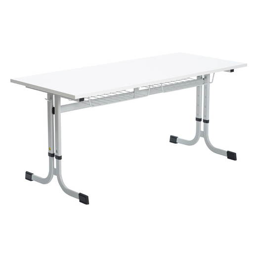 767934_l_1000 Zweier-Schülertisch, C-Fuß, höhenverstellbar, mit Drahtkorbablagen - 767934 l 1000