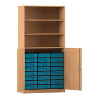 Flexeo® Schrank, 24 kleine Boxen, 3 Fächer, 2 Halbtüren – Bild 54