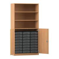 Flexeo® Schrank, 24 kleine Boxen, 3 Fächer, 2 Halbtüren – Bild 60