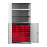 Flexeo® Schrank, 24 kleine Boxen, 3 Fächer, 2 Halbtüren – Bild 65
