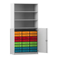 Flexeo® Schrank, 24 kleine Boxen, 3 Fächer, 2 Halbtüren – Bild 92