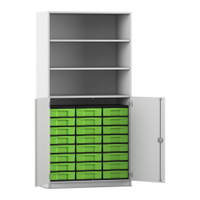 Flexeo® Schrank, 24 kleine Boxen, 3 Fächer, 2 Halbtüren – Bild 99