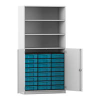 Flexeo® Schrank, 24 kleine Boxen, 3 Fächer, 2 Halbtüren – Bild 121