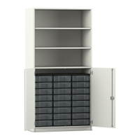 Flexeo® Schrank, 24 kleine Boxen, 3 Fächer, 2 Halbtüren – Bild 130