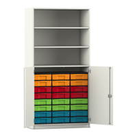 Flexeo® Schrank, 24 kleine Boxen, 3 Fächer, 2 Halbtüren – Bild 145