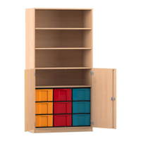 Flexeo® Schrank, 9 große Boxen, 4 Fächer, 2 Halbtüren