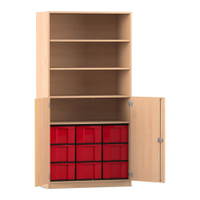 Flexeo® Schrank, 9 große Boxen, 4 Fächer, 2 Halbtüren – Bild 131