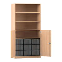 Flexeo® Schrank, 9 große Boxen, 4 Fächer, 2 Halbtüren - 802005v0044 p01 1000