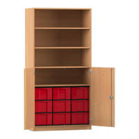 Flexeo® Schrank, 9 große Boxen, 4 Fächer, 2 Halbtüren – Bild 208
