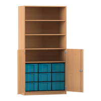 Flexeo® Schrank, 9 große Boxen, 4 Fächer, 2 Halbtüren – Bild 77