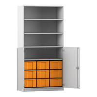 Flexeo® Schrank, 9 große Boxen, 4 Fächer, 2 Halbtüren – Bild 216