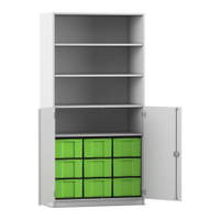 Flexeo® Schrank, 9 große Boxen, 4 Fächer, 2 Halbtüren – Bild 90
