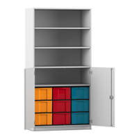 Flexeo® Schrank, 9 große Boxen, 4 Fächer, 2 Halbtüren – Bild 89