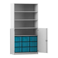 Flexeo® Schrank, 9 große Boxen, 4 Fächer, 2 Halbtüren – Bild 110