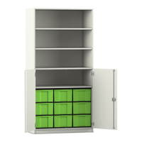 Flexeo® Schrank, 9 große Boxen, 4 Fächer, 2 Halbtüren – Bild 108