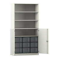 Flexeo® Schrank, 9 große Boxen, 4 Fächer, 2 Halbtüren – Bild 141