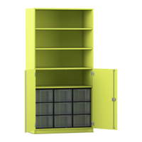 Flexeo® Schrank, 9 große Boxen, 4 Fächer, 2 Halbtüren – Bild 202