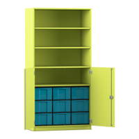 Flexeo® Schrank, 9 große Boxen, 4 Fächer, 2 Halbtüren – Bild 336