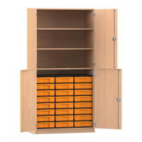 Flexeo® Schrank, 24 kleine Boxen, 3 Fächer, 4 Halbtüren