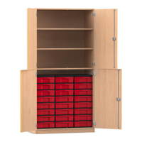 Flexeo® Schrank, 24 kleine Boxen, 3 Fächer, 4 Halbtüren