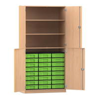 Flexeo® Schrank, 24 kleine Boxen, 3 Fächer, 4 Halbtüren