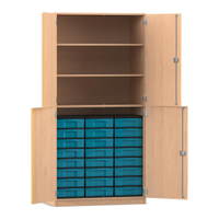 Flexeo® Schrank, 24 kleine Boxen, 3 Fächer, 4 Halbtüren