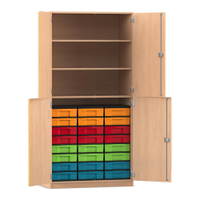 Flexeo® Schrank, 24 kleine Boxen, 3 Fächer, 4 Halbtüren
