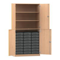 Flexeo® Schrank, 24 kleine Boxen, 3 Fächer, 4 Halbtüren