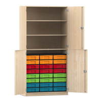 Flexeo® Schrank, 24 kleine Boxen, 3 Fächer, 4 Halbtüren