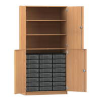 Flexeo® Schrank, 24 kleine Boxen, 3 Fächer, 4 Halbtüren
