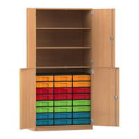 Flexeo® Schrank, 24 kleine Boxen, 3 Fächer, 4 Halbtüren