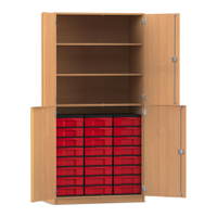 Flexeo® Schrank, 24 kleine Boxen, 3 Fächer, 4 Halbtüren