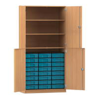 Flexeo® Schrank, 24 kleine Boxen, 3 Fächer, 4 Halbtüren