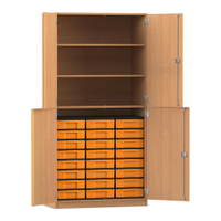 Flexeo® Schrank, 24 kleine Boxen, 3 Fächer, 4 Halbtüren