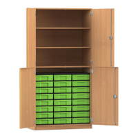 Flexeo® Schrank, 24 kleine Boxen, 3 Fächer, 4 Halbtüren