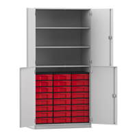 Flexeo® Schrank, 24 kleine Boxen, 3 Fächer, 4 Halbtüren