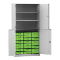 Flexeo® Schrank, 24 kleine Boxen, 3 Fächer, 4 Halbtüren