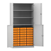 Flexeo® Schrank, 24 kleine Boxen, 3 Fächer, 4 Halbtüren