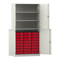 Flexeo® Schrank, 24 kleine Boxen, 3 Fächer, 4 Halbtüren