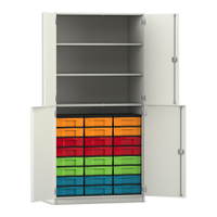 Flexeo® Schrank, 24 kleine Boxen, 3 Fächer, 4 Halbtüren