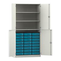 Flexeo® Schrank, 24 kleine Boxen, 3 Fächer, 4 Halbtüren
