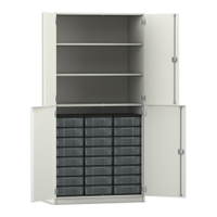 Flexeo® Schrank, 24 kleine Boxen, 3 Fächer, 4 Halbtüren