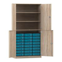 Flexeo® Schrank, 24 kleine Boxen, 3 Fächer, 4 Halbtüren