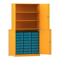 Flexeo® Schrank, 24 kleine Boxen, 3 Fächer, 4 Halbtüren