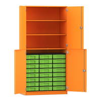 Flexeo® Schrank, 24 kleine Boxen, 3 Fächer, 4 Halbtüren