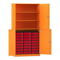 Flexeo® Schrank, 24 kleine Boxen, 3 Fächer, 4 Halbtüren